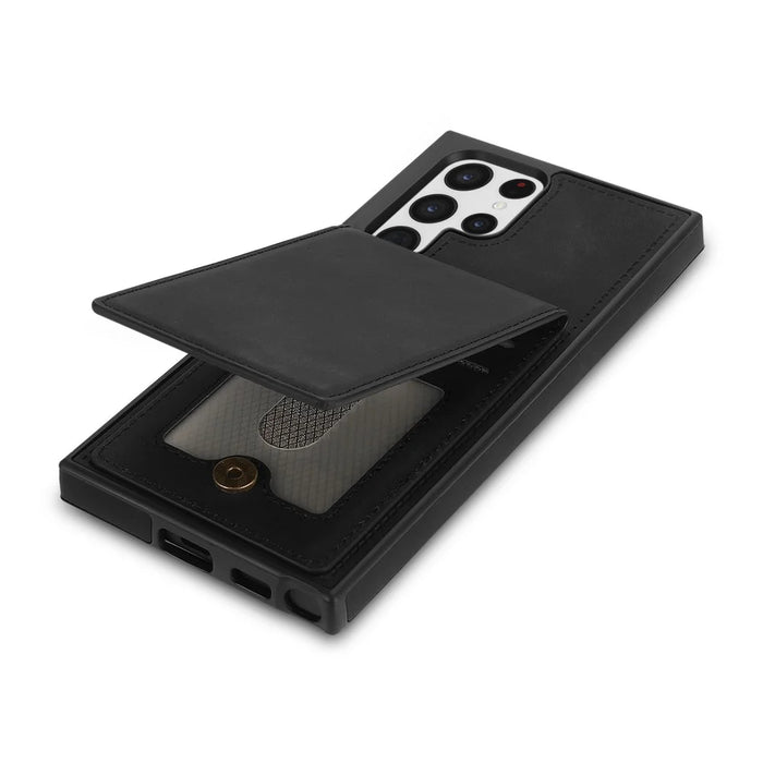 For Samsung Galaxy S25 Ultra Case RFID Blocking Card Slots TPU+PU Leather Phone Cover - Black - 4