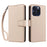 For iPhone 14 Pro Max Case RFID Blocking PU Leather Wallet Flip Phone Cover with Wrist Strap - Apricot - 1