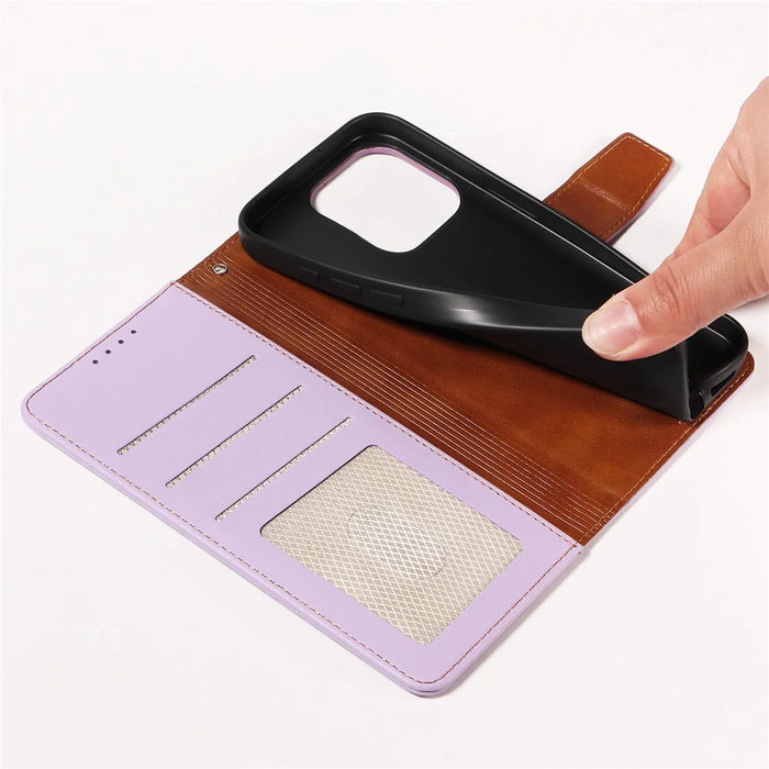 For iPhone 14 Pro Case RFID Blocking PU Leather Wallet Flip Phone Cover with Wrist Strap - Lavender Purple - 5