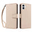 For iPhone 16 Plus Case RFID Blocking PU Leather Wallet Flip Phone Cover with Wrist Strap - Apricot - 1
