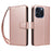 For iPhone 16 Pro Case RFID Blocking PU Leather Wallet Flip Phone Cover with Wrist Strap - Rose Gold - 1