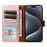 For iPhone 16 Pro Case RFID Blocking PU Leather Wallet Flip Phone Cover with Wrist Strap - Rose Gold - 2