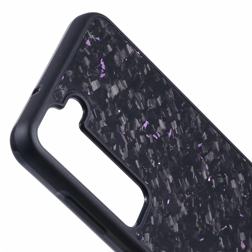 For Samsung Galaxy S23 Magnetic Case Forged Texture Aramid Fiber+TPU Anti-Slip Phone Cover - Purple - 6