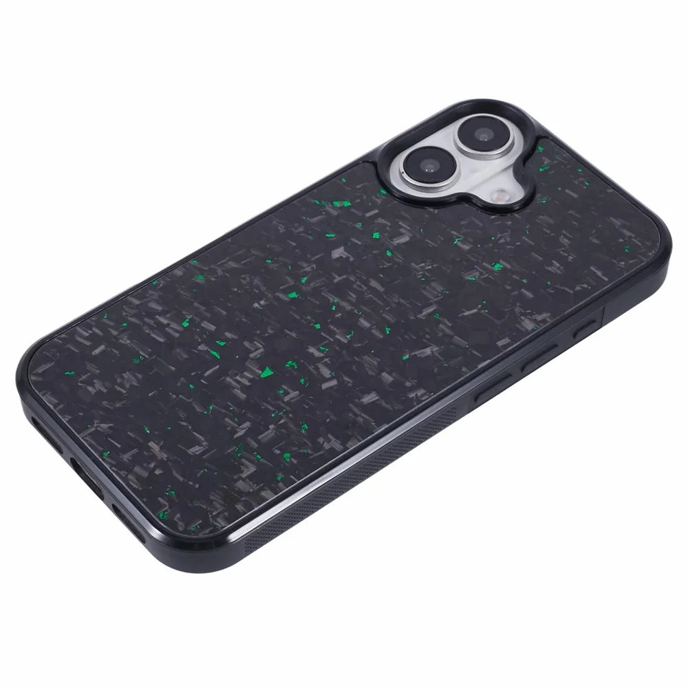 For iPhone 16 Magnetic Case Forged Texture Aramid Fiber+TPU Anti-Slip Phone Cover - Green - 5