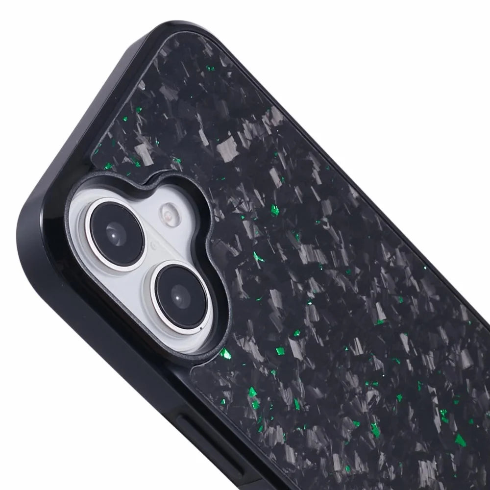 For iPhone 16 Magnetic Case Forged Texture Aramid Fiber+TPU Anti-Slip Phone Cover - Green - 7