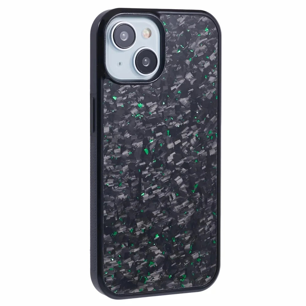 For iPhone 15 Magnetic Case Forged Texture Aramid Fiber+TPU Anti-Slip Phone Cover - Green - 1