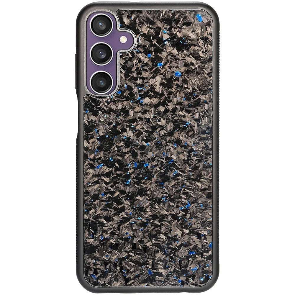 For Samsung Galaxy S23 FE Magnetic Case Forged Texture Aramid Fiber+TPU Anti-Slip Phone Cover - Blue - 1
