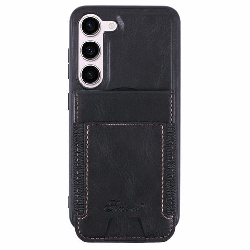 SUTENI H17 For Samsung Galaxy S23+ Magnetic Case Card Holder Kickstand Phone Cover - Black - 1
