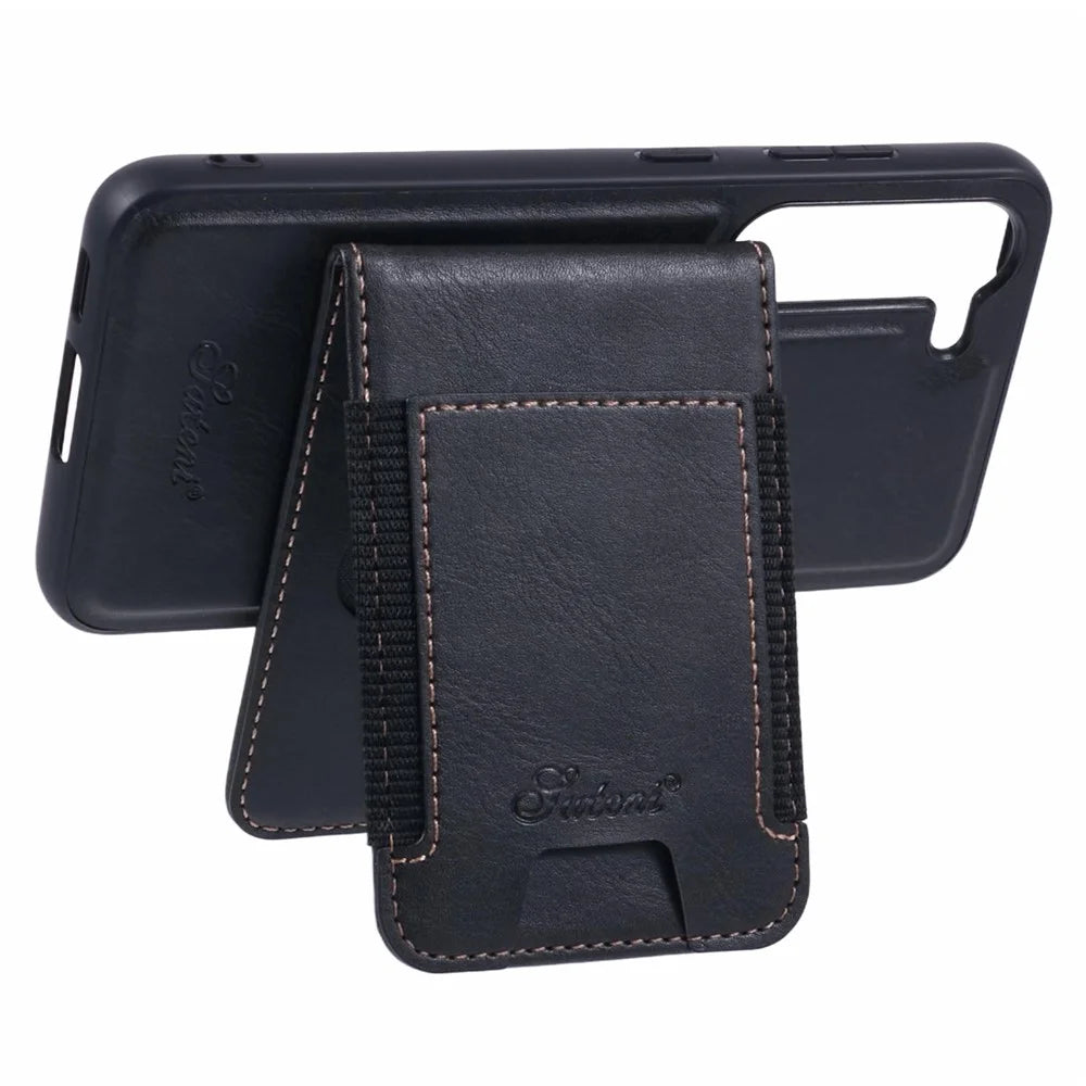 SUTENI H17 For Samsung Galaxy S23+ Magnetic Case Card Holder Kickstand Phone Cover - Black - 3