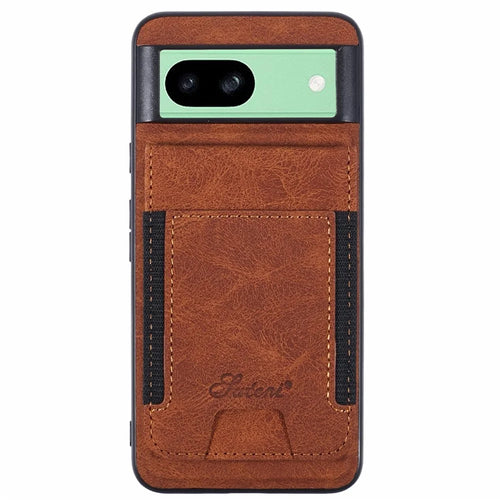 SUTENI H17 For Google Pixel 8a Magnetic Case Card Slots Leather+TPU Kickstand Phone Cover - Khaki - 1