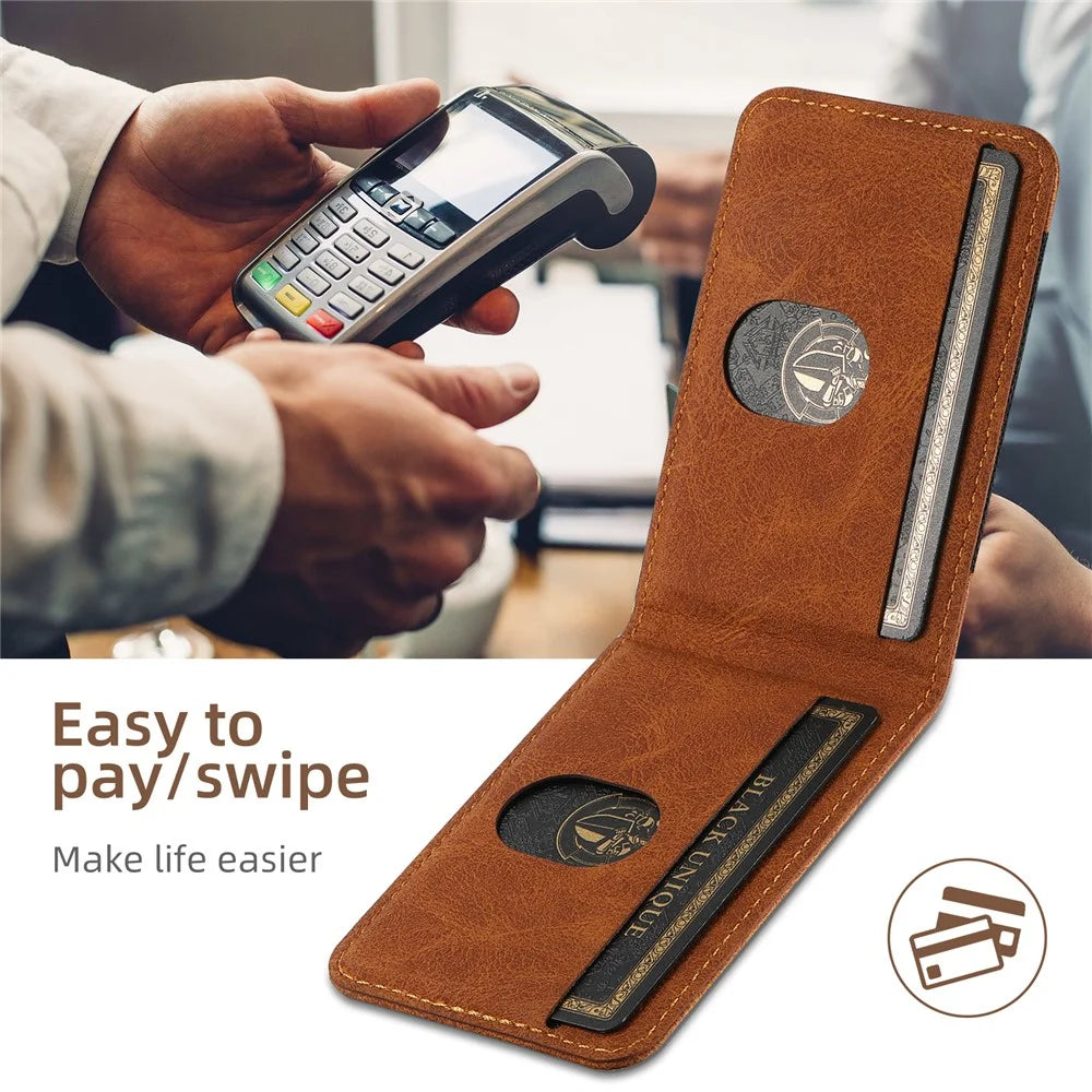 SUTENI H17 For Google Pixel 8a Magnetic Case Card Slots Leather+TPU Kickstand Phone Cover - Khaki - 5
