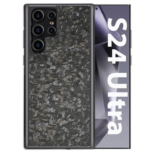 For Samsung Galaxy S24 Ultra Magnetic Case Forged Texture Aramid Fiber+TPU Anti-Slip Phone Cover - Black - 1