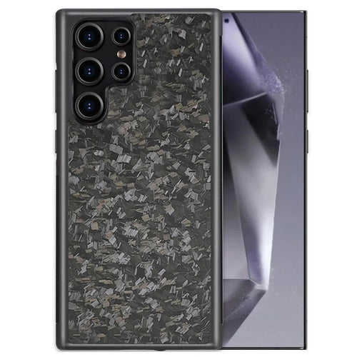 For Samsung Galaxy S23 Ultra Magnetic Case Forged Texture Aramid Fiber+TPU Anti-Slip Phone Cover - Black - 1