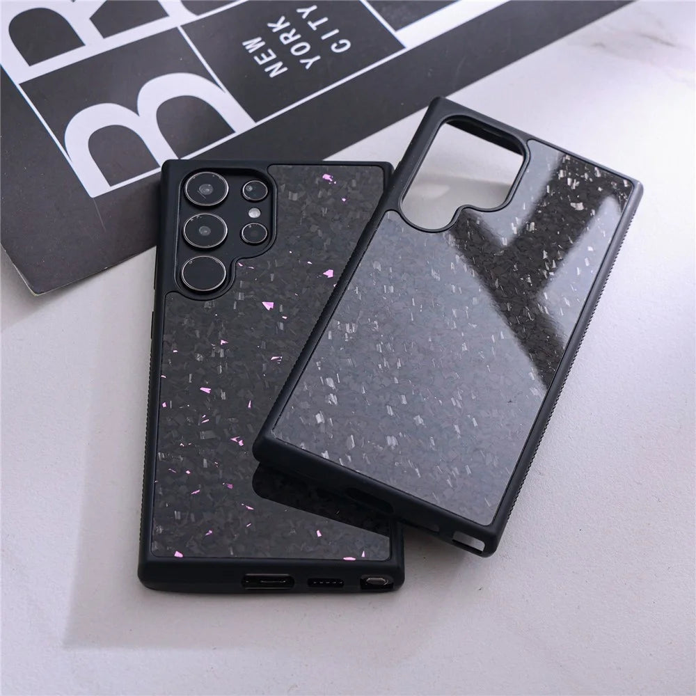 For Samsung Galaxy S23 Ultra Magnetic Case Forged Texture Aramid Fiber+TPU Anti-Slip Phone Cover - Black - 4