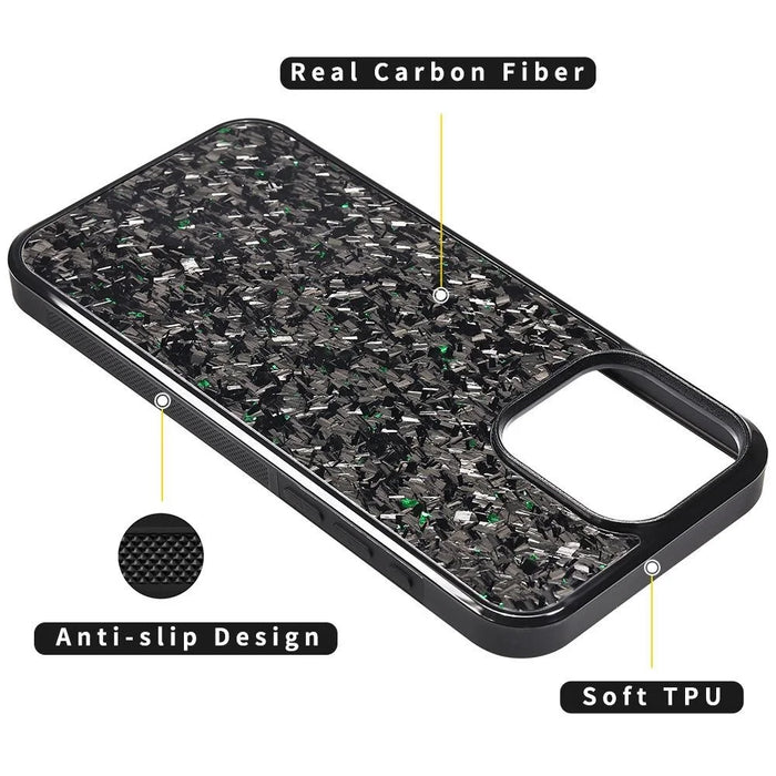 For iPhone 13 Pro Magnetic Case Forged Texture Aramid Fiber+TPU Anti-Slip Phone Cover - Green - 3