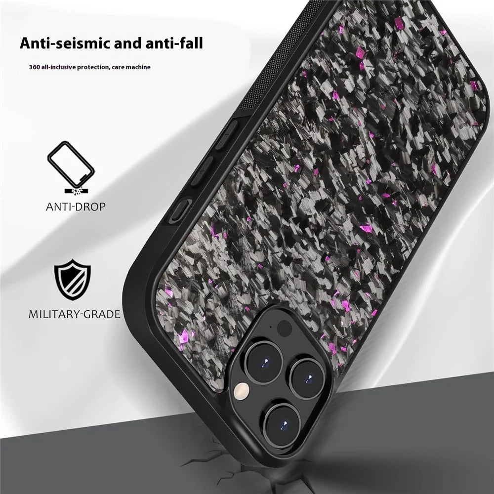 For iPhone 13 Pro Max Magnetic Case Forged Texture Aramid Fiber+TPU Anti-Slip Phone Cover - Green - 4