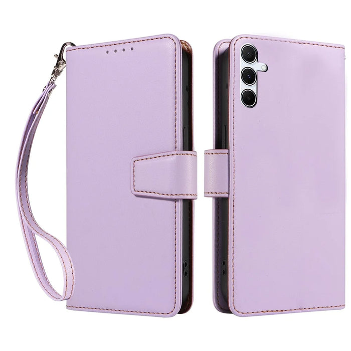 For Samsung Galaxy A16 4G / 5G Case RFID Blocking PU Leather Wallet Flip Phone Cover with Wrist Strap - Lavender Purple - 1