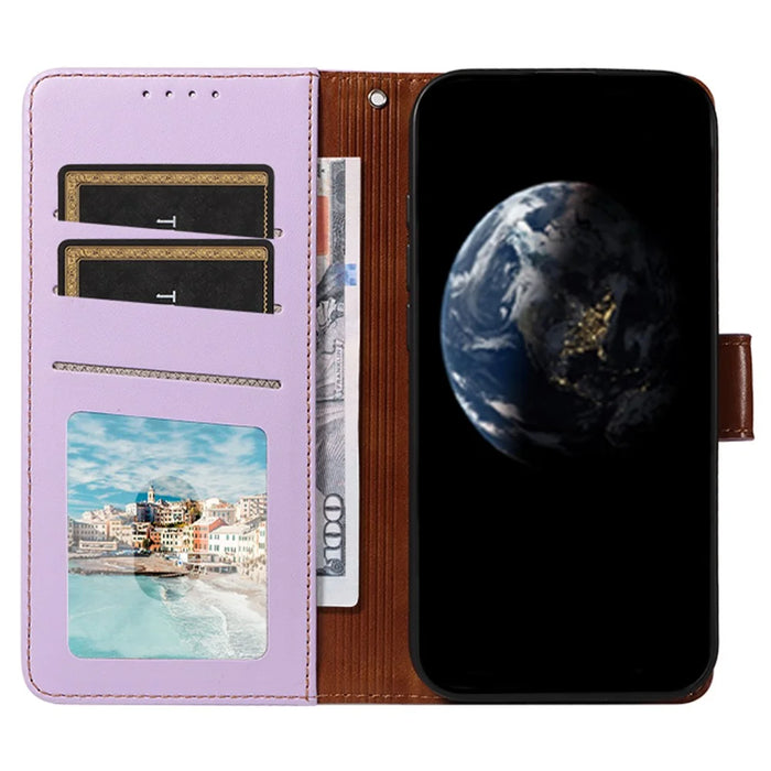 For Samsung Galaxy A16 4G / 5G Case RFID Blocking PU Leather Wallet Flip Phone Cover with Wrist Strap - Lavender Purple - 2