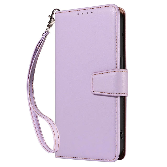 For Samsung Galaxy A16 4G / 5G Case RFID Blocking PU Leather Wallet Flip Phone Cover with Wrist Strap - Lavender Purple - 7