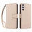 For Samsung Galaxy S24+ Case RFID Blocking PU Leather Wallet Flip Phone Cover with Wrist Strap - Apricot - 1
