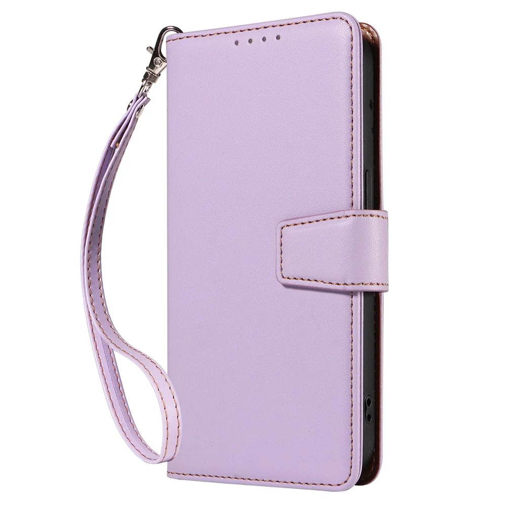 For Samsung Galaxy A35 5G Case RFID Blocking PU Leather Wallet Flip Phone Cover with Wrist Strap - Lavender Purple - 7