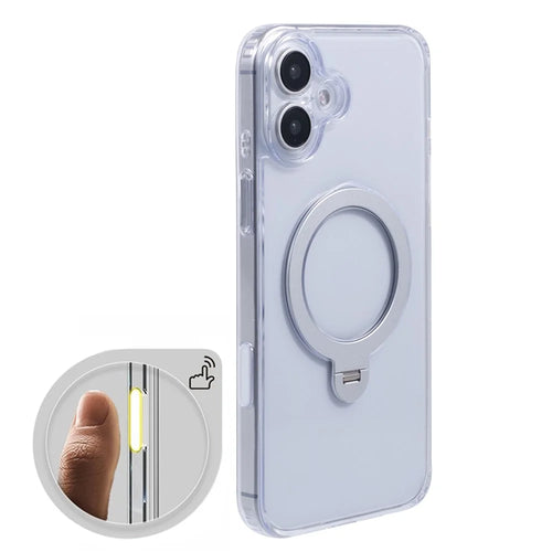 For iPhone 16 Case Magnetic Kickstand PC+TPU Clear Phone Cover with Camera Control Button - 1