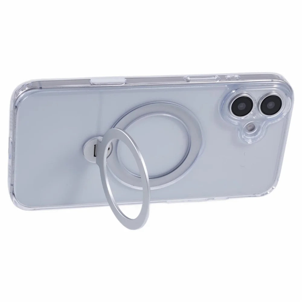 For iPhone 16 Case Magnetic Kickstand PC+TPU Clear Phone Cover with Camera Control Button - 4