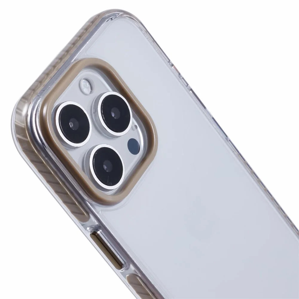 For iPhone 16 Pro Max Clear Case TPU+PC Shockproof Phone Back Cover - Khaki - 5
