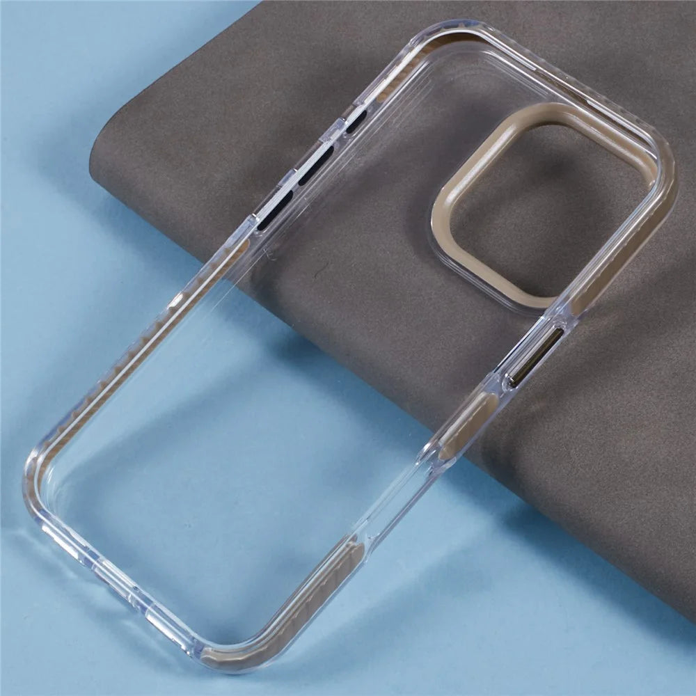 For iPhone 16 Pro Max Clear Case TPU+PC Shockproof Phone Back Cover - Khaki - 6