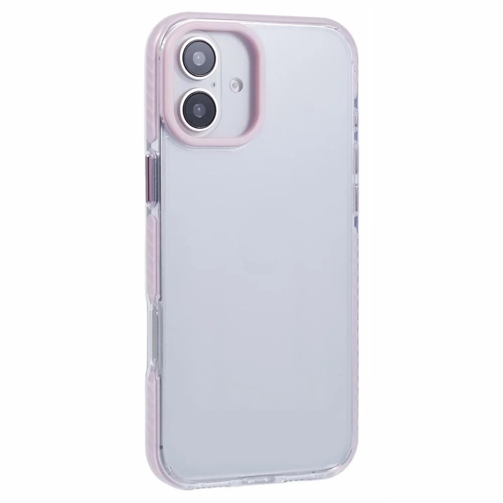 For iPhone 16 Clear Case TPU+PC Shockproof Phone Back Cover - Pink - 1