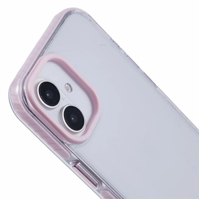 For iPhone 16 Clear Case TPU+PC Shockproof Phone Back Cover - Pink - 5