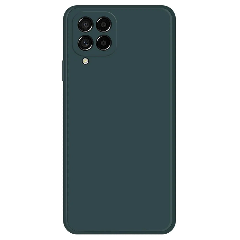 For Samsung Galaxy M53 5G Bump Proof Smartphone Case, Rubberized TPU+Microfiber Lining Straight Edge Phone Back Cover - Blackish Green - 1