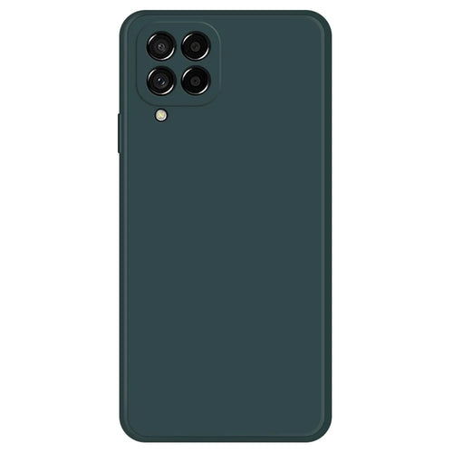 For Samsung Galaxy M53 5G Bump Proof Smartphone Case, Rubberized TPU+Microfiber Lining Straight Edge Phone Back Cover - Blackish Green - 1