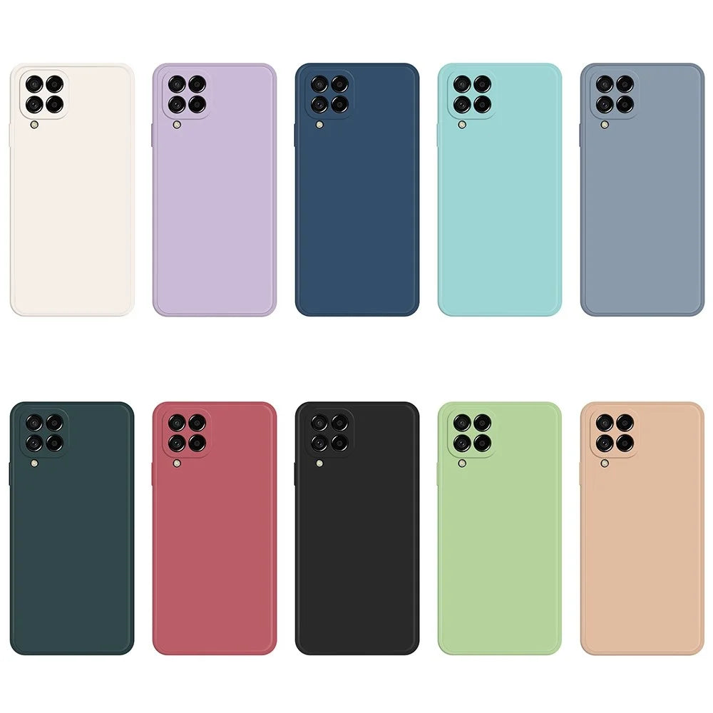 For Samsung Galaxy M53 5G Bump Proof Smartphone Case, Rubberized TPU+Microfiber Lining Straight Edge Phone Back Cover - Blackish Green - 6