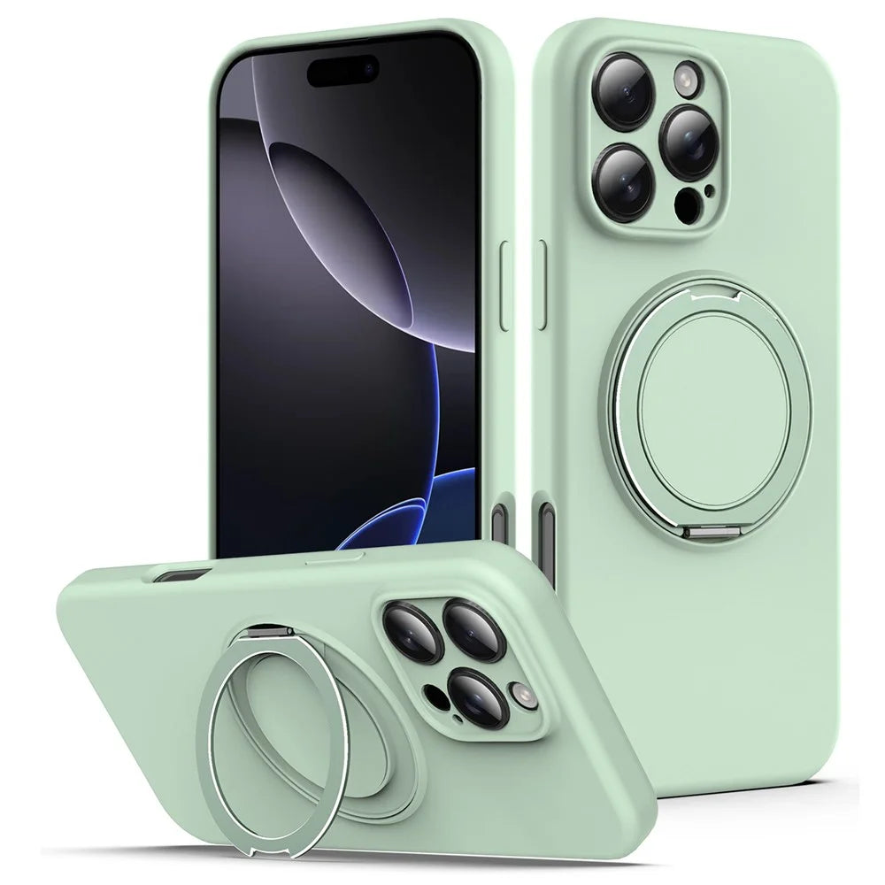 For iPhone 15 Pro Case Compatible with MagSafe Kickstand PC + Silicone Phone Cover - Light Green - 1