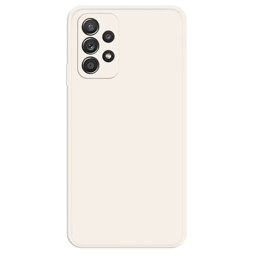 For Samsung Galaxy A52 4G / 5G / A52s 5G Shockproof Smartphone Case, Rubberized TPU+Microfiber Lining Straight Edge Phone Back Cover - Beige - 1