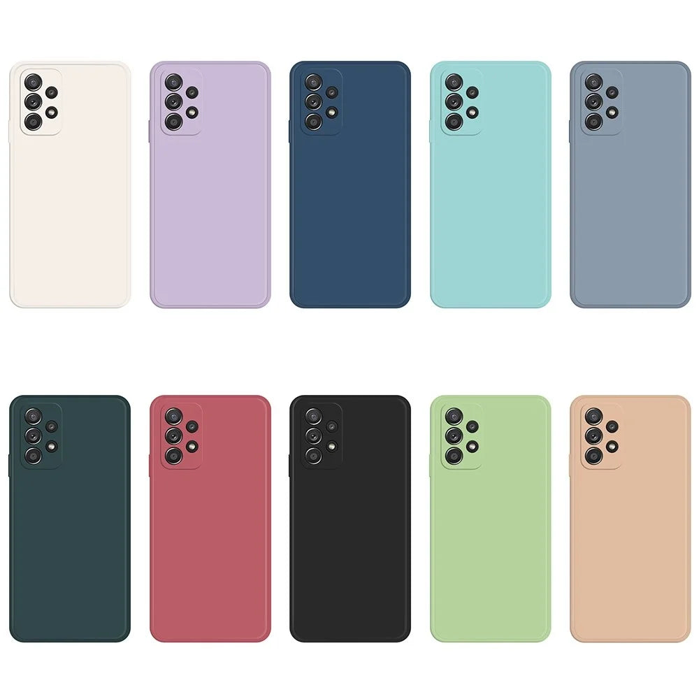 For Samsung Galaxy A52 4G / 5G / A52s 5G Shockproof Smartphone Case, Rubberized TPU+Microfiber Lining Straight Edge Phone Back Cover - Beige - 6