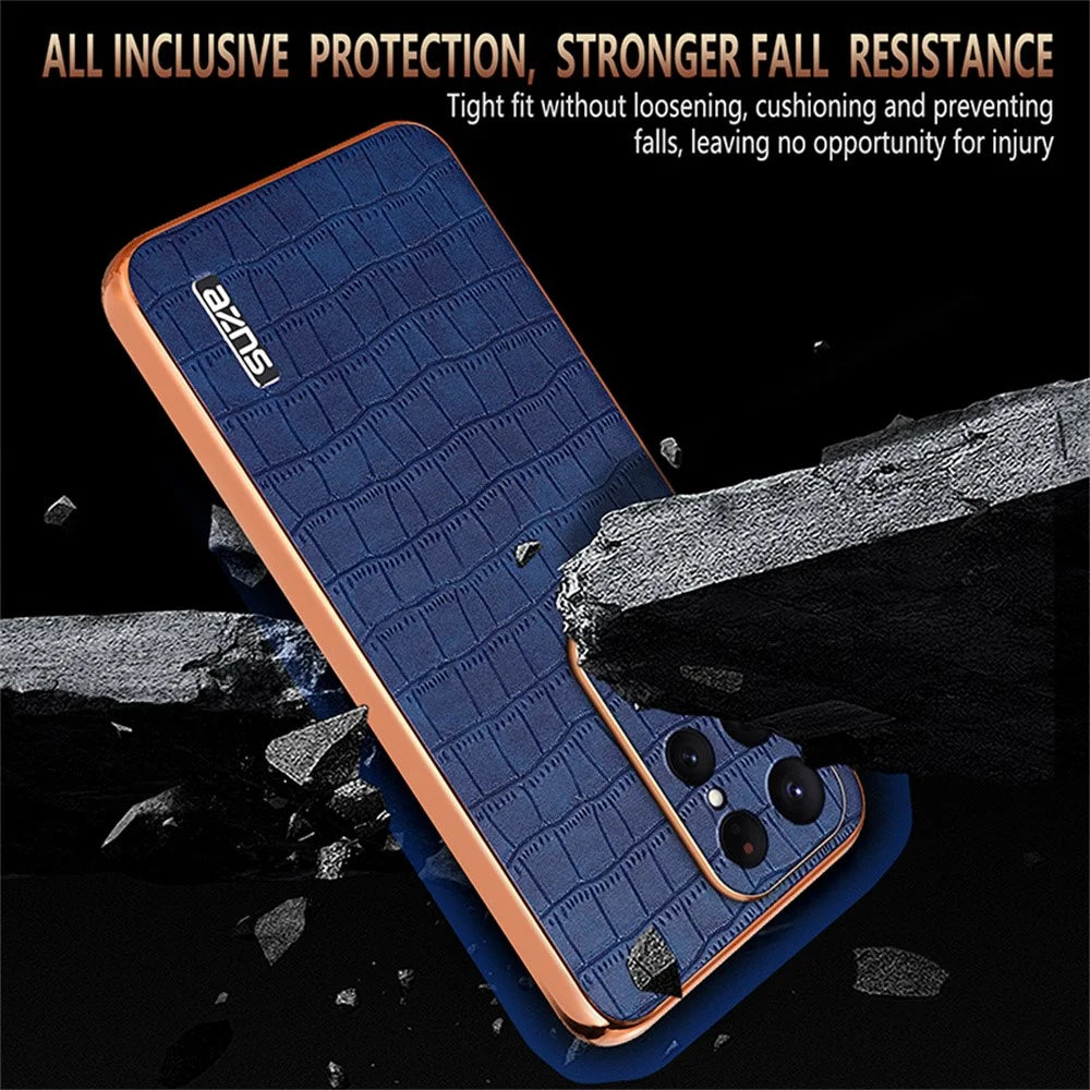 AZNS For Samsung Galaxy S25 Ultra Case Electroplating Crocodile Texture PU+TPU Phone Cover - Brown - 4