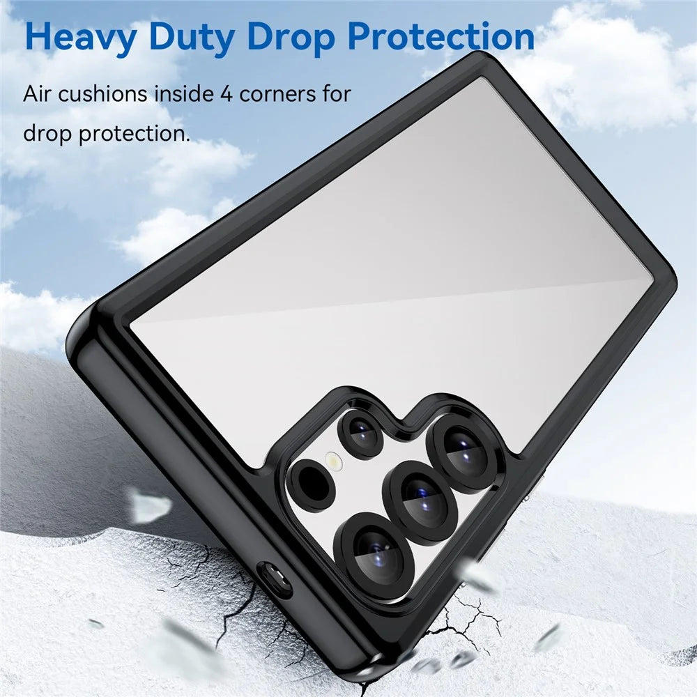 For Samsung Galaxy S25 Ultra Case TPU+Acrylic Protective Clear Phone Cover - Black - 3