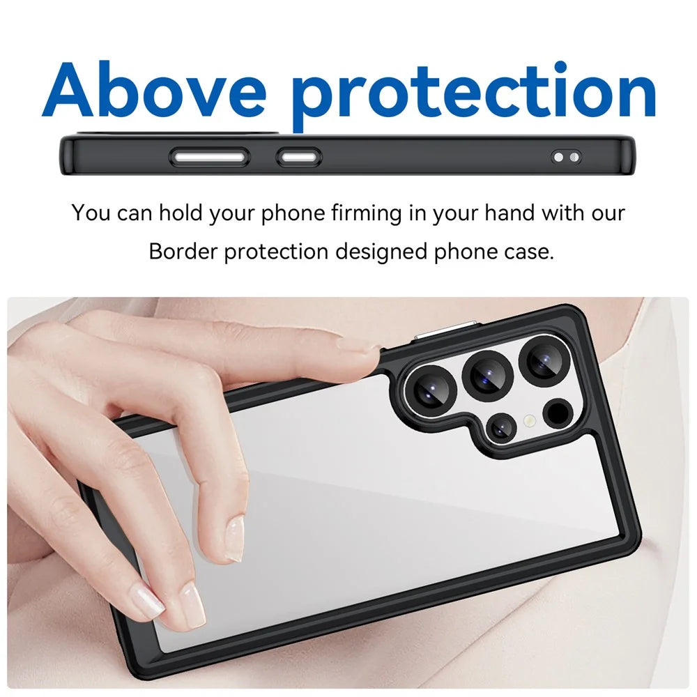 For Samsung Galaxy S25 Ultra Case TPU+Acrylic Protective Clear Phone Cover - Black - 4
