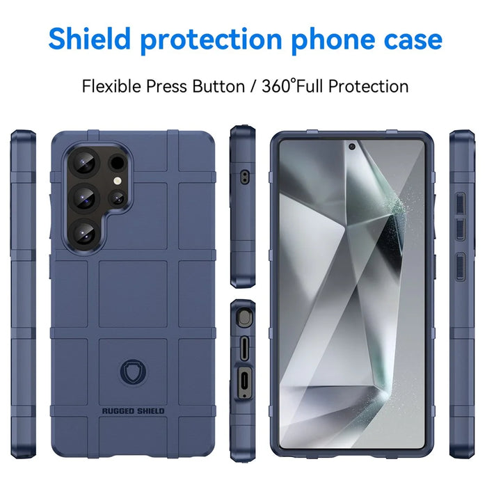 For Samsung Galaxy S25 Ultra Case Grid Design Soft TPU Scratch-Proof Phone Cover - Blue - 3
