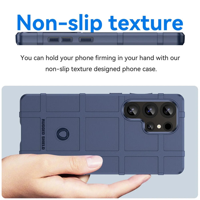 For Samsung Galaxy S25 Ultra Case Grid Design Soft TPU Scratch-Proof Phone Cover - Blue - 5