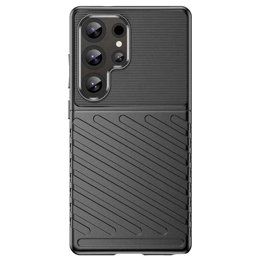 For Samsung Galaxy S25 Ultra Case Twill Texture TPU Shockproof Protective Phone Cover - Black - 2