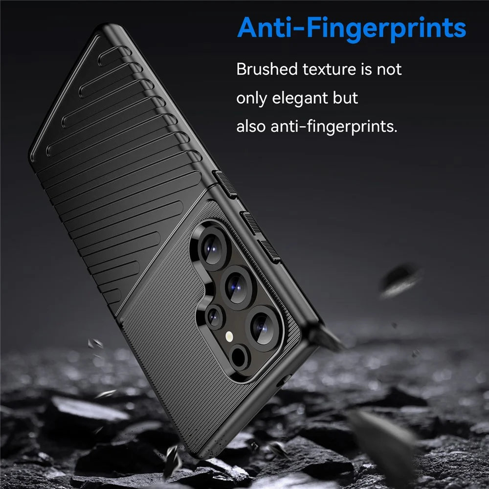 For Samsung Galaxy S25 Ultra Case Twill Texture TPU Shockproof Protective Phone Cover - Black - 4