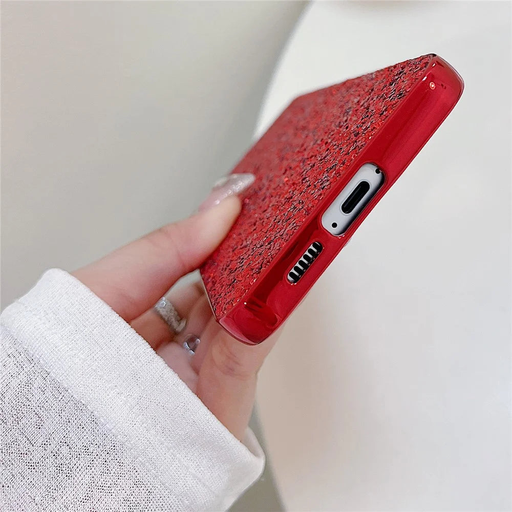 For Samsung Galaxy S24 FE Case TPU + PC Sparkling Glitter Phone Back Cover - Red - 4