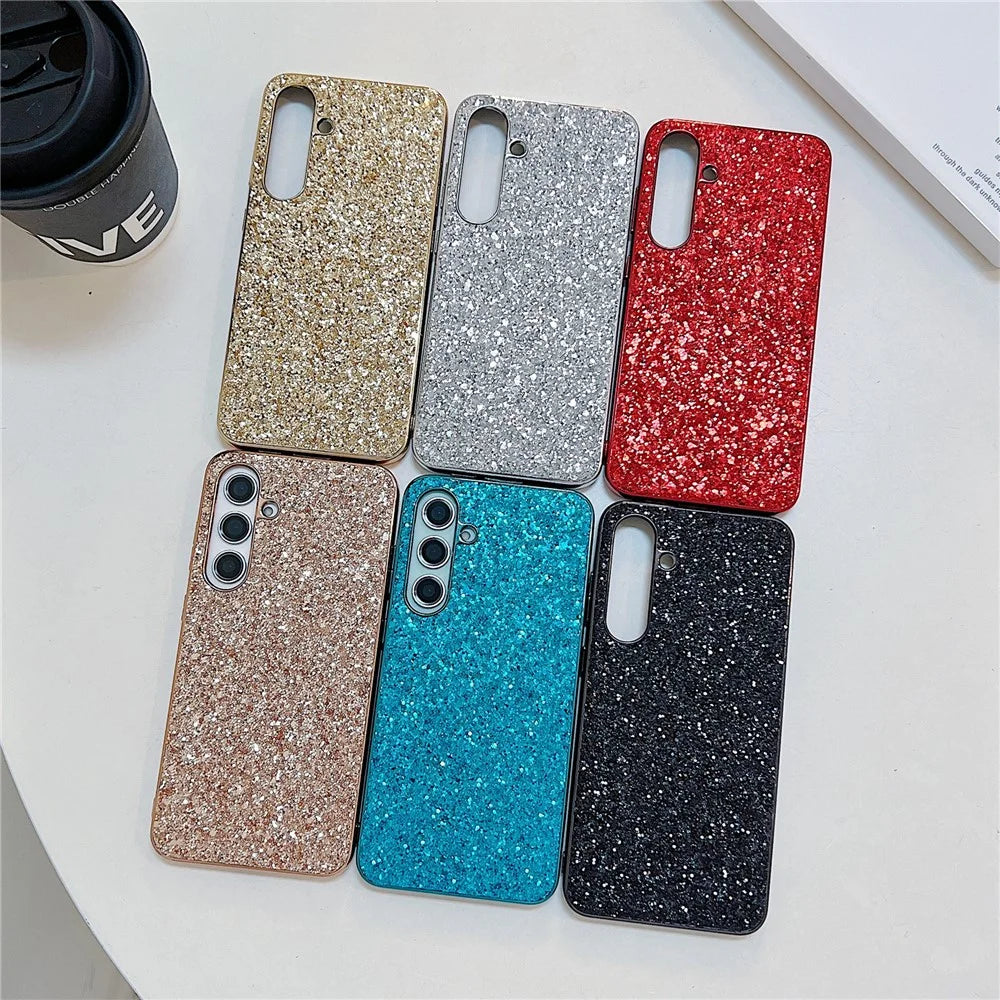 For Samsung Galaxy S24 FE Case TPU + PC Sparkling Glitter Phone Back Cover - Red - 5