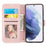 For Samsung Galaxy S25 Case Wallet Skin-Touch Leather Imprinted Phone Cover - Pink - 4