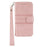 For Samsung Galaxy S25 Case Wallet Skin-Touch Leather Imprinted Phone Cover - Pink - 7