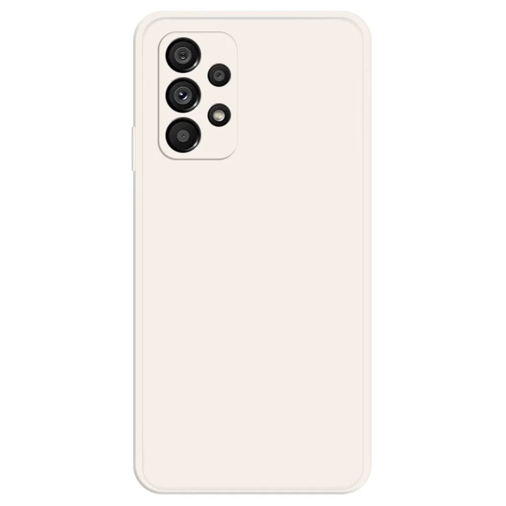 Straight Edge Phone Back Cover for Samsung Galaxy A53 5G, Rubberized TPU+Microfiber Lining Phone Case - Beige - 1