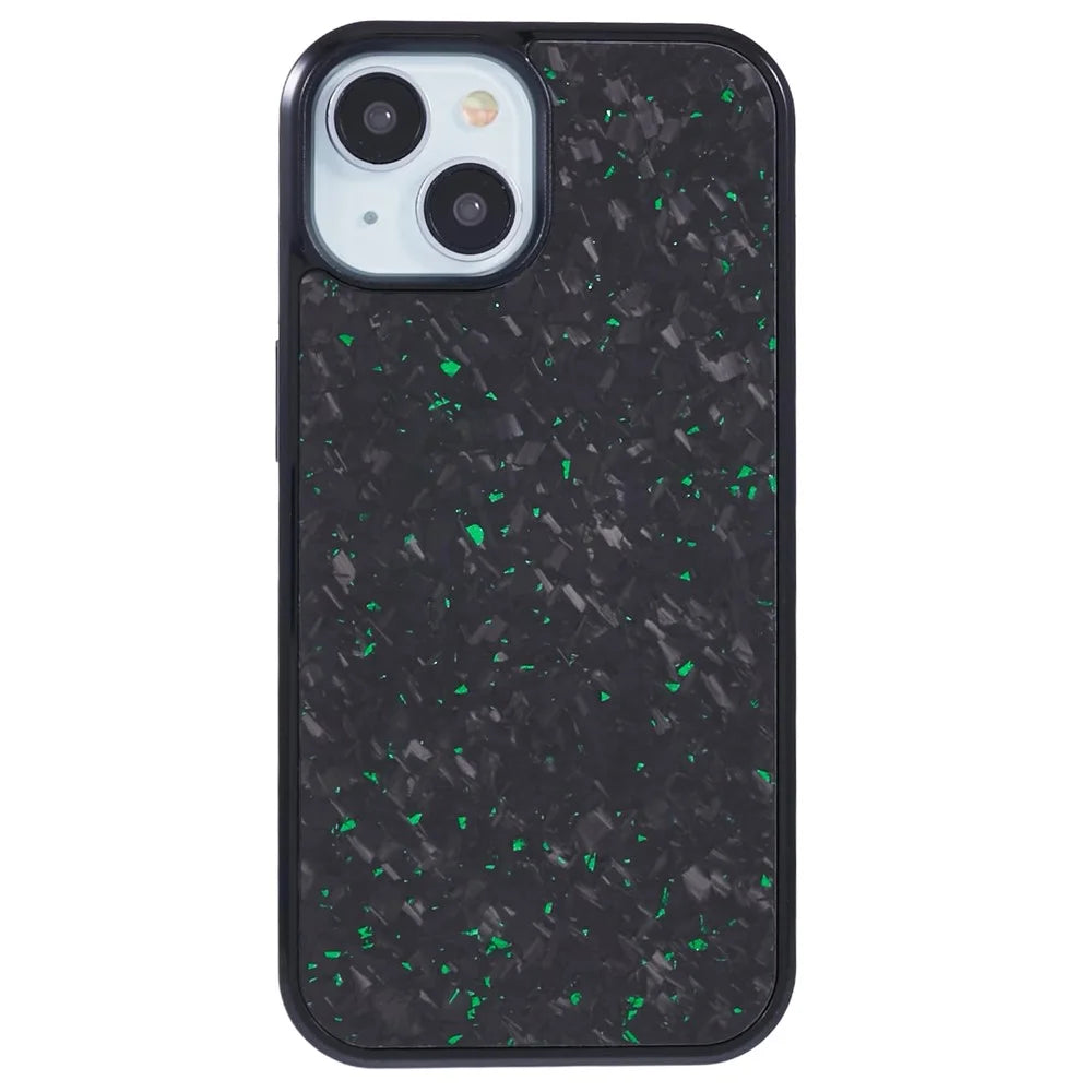 For iPhone 13 Magnetic Case Forged Texture Aramid Fiber+TPU Anti-Slip Phone Cover - Green - 3
